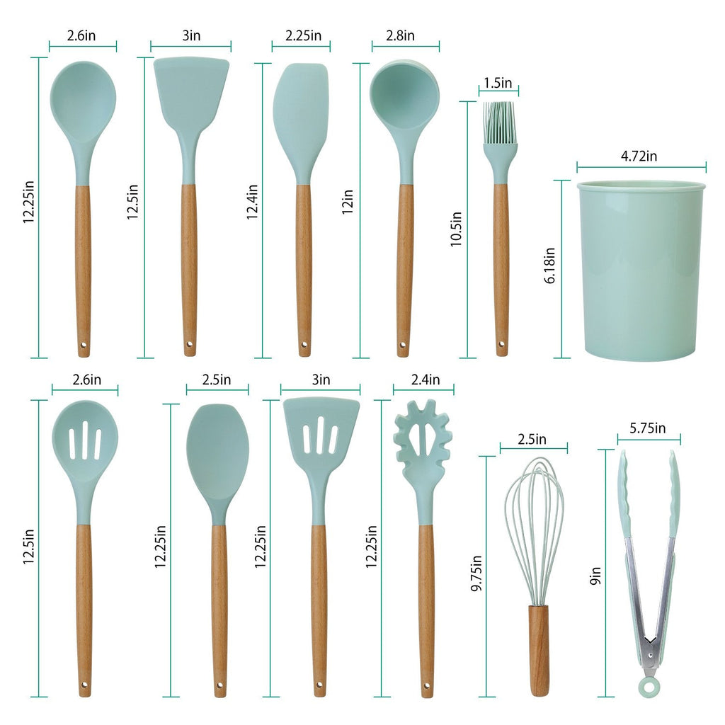 Ensemble d'ustensiles de cuisine en silicone de 11 pièces