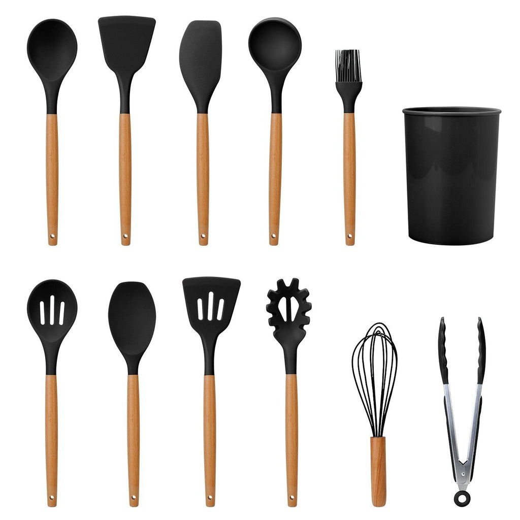 Ensemble d'ustensiles de cuisine en silicone de 11 pièces