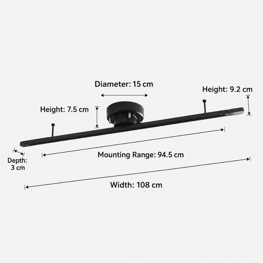 Rail d'éclairage suspendu rotatif 360° pour lampes suspendues et projecteurs