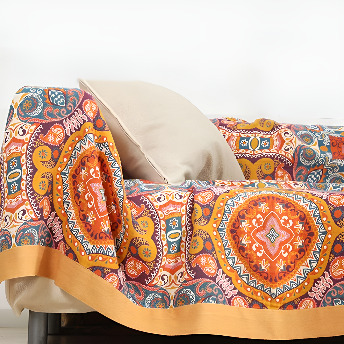 Couverture Réversible en Coton Boho Sunrise