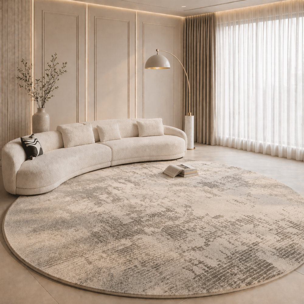 Marcello - Tapis rond en peluche luxueux de style italien pour le salon