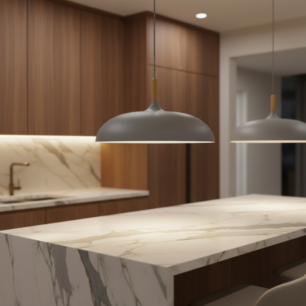 Lustre Haft - Éclairage de Cuisine Scandinave avec Bois et Fer