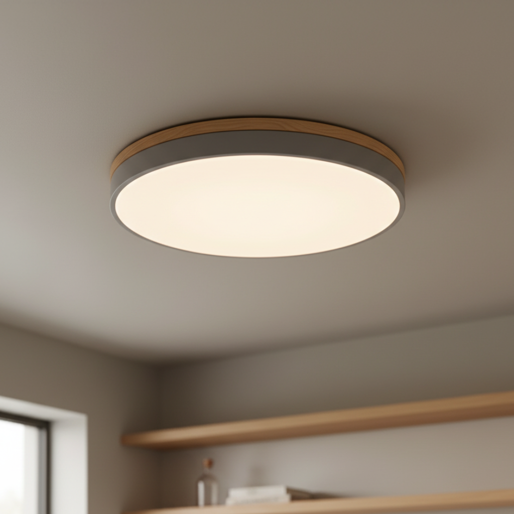 Lumière de plafond encastrée Horizon - Design moderne ultra-fin avec accent en bois