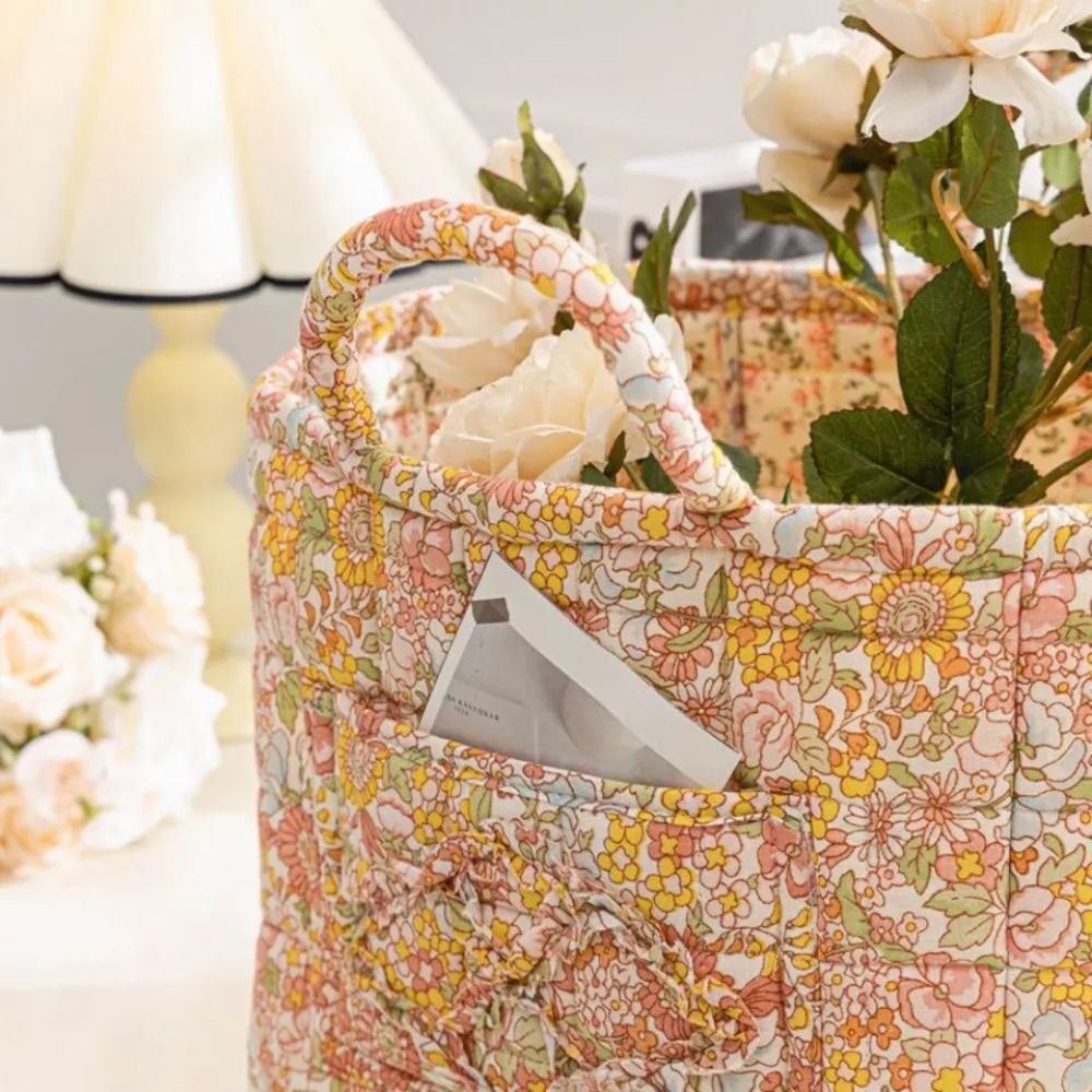 Panier de Rangement en Toile Florale Délicate