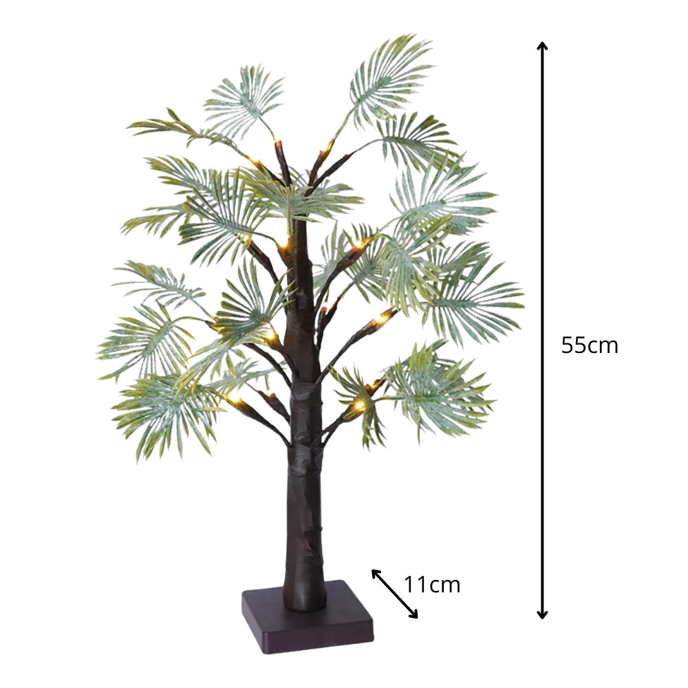 Lampe palmier LED blanc chaud – lampe décorative style tropical à batterie