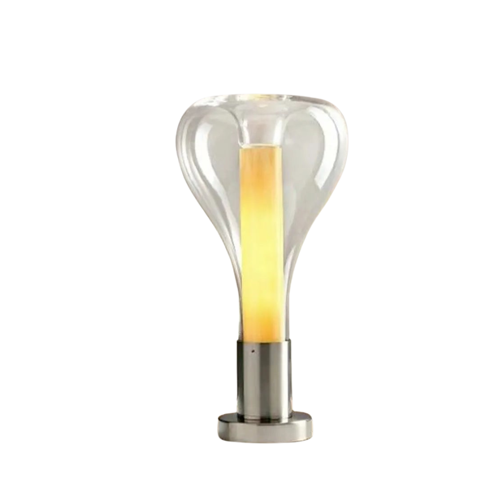 Lampe de table d'ambiance avec lumière LED – design en verre créatif