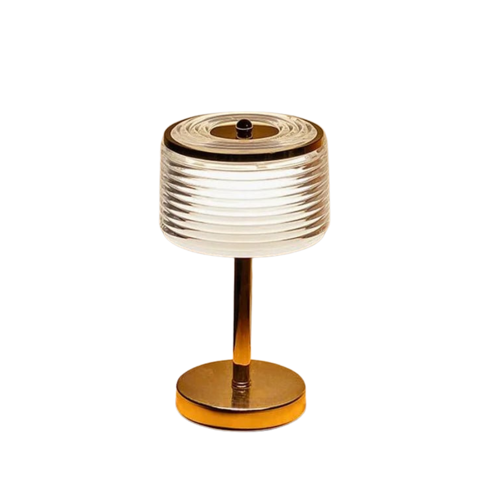 Lampe de table à anneau LED en or – design élégant avec abat-jour à plusieurs couches
