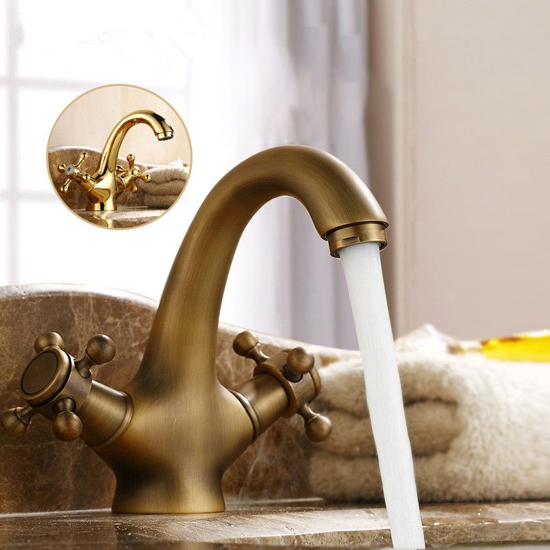 Robinet de lavabo industriel avec poignée en croix double – Construction en laiton