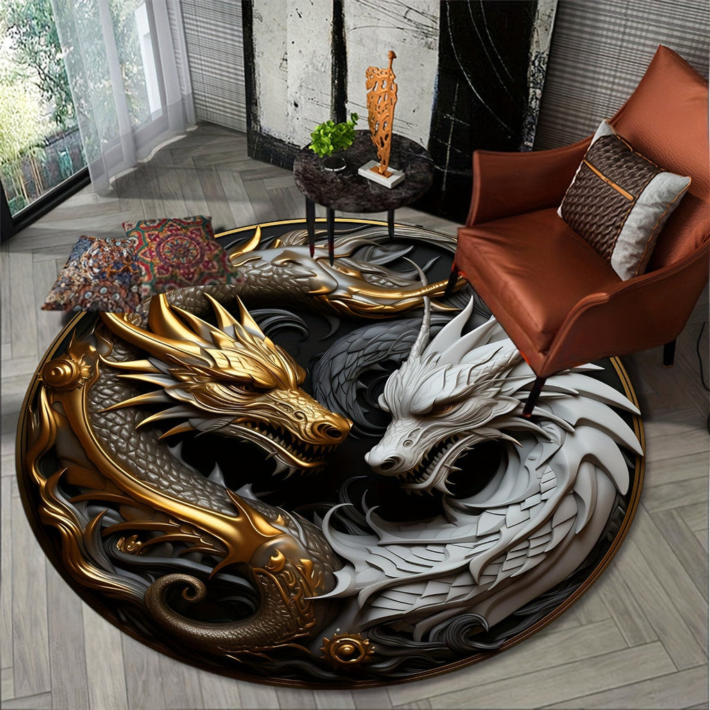 Tapis rond avec motif de dragon