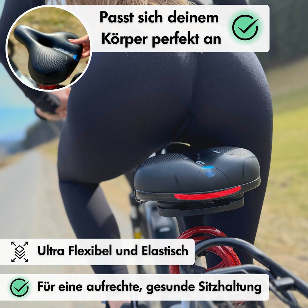 Sandsberg | Selle de vélo CloudComfort Pro | Mousse à mémoire soulageant la pression | Noir