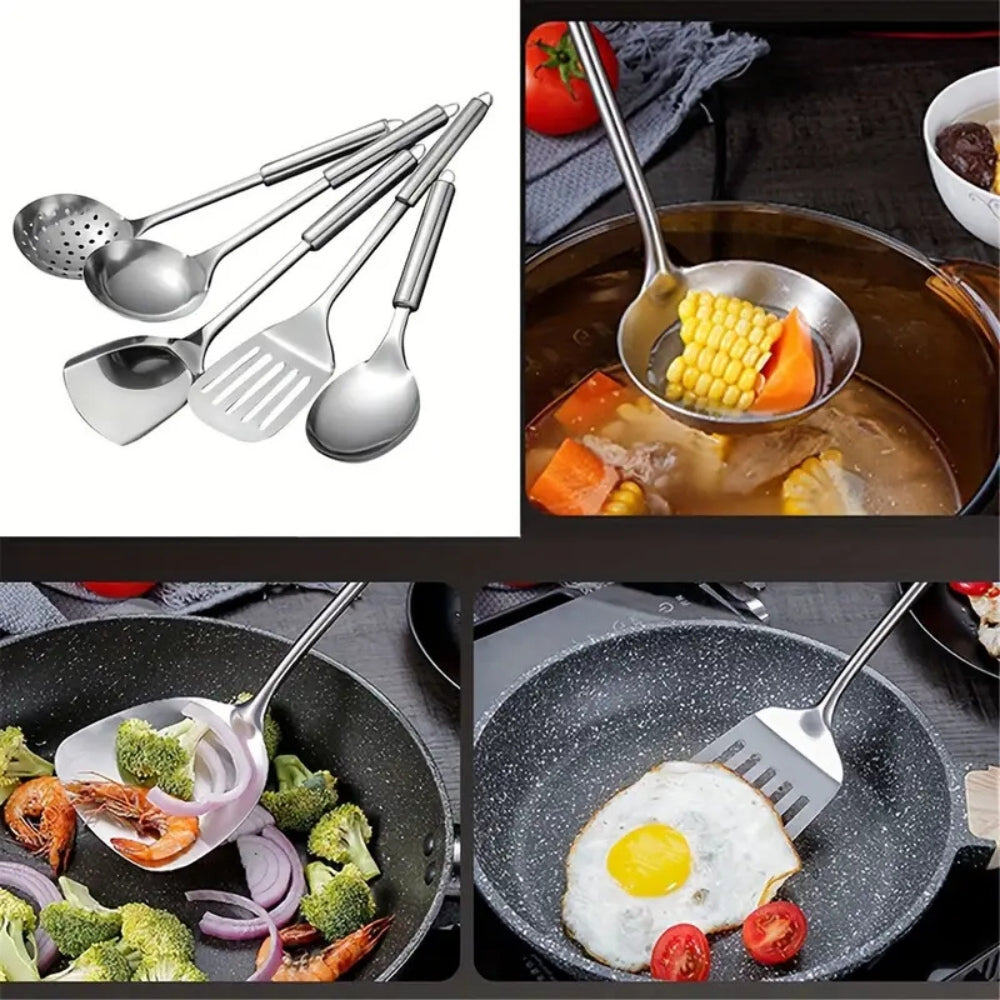 Skanto | Ustensiles de Cuisine en Acier Inoxydable Premium | Ensemble de 5 pièces