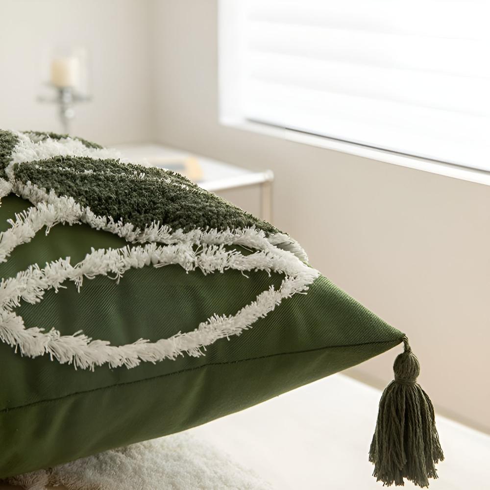 Housse de Coussin en Velours avec Frange