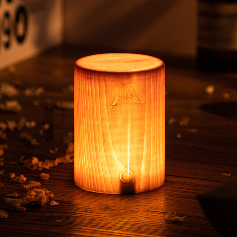 LumaNord Lampe de Table – Lampe LED Rechargeable Sans Fil avec Tactile et Aspect Bois