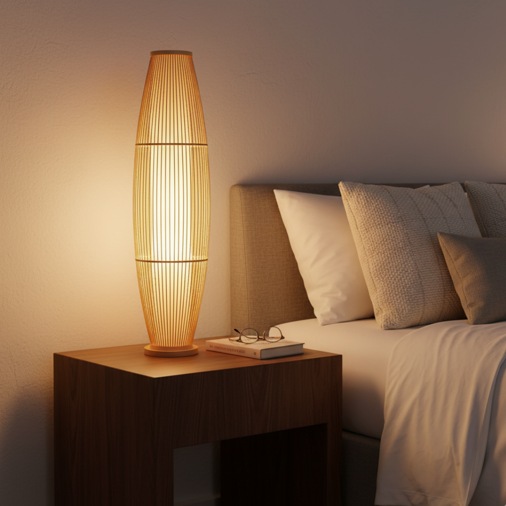 BambooGlow | Élégante lampe de table et de sol moderne éco-responsable pour le salon