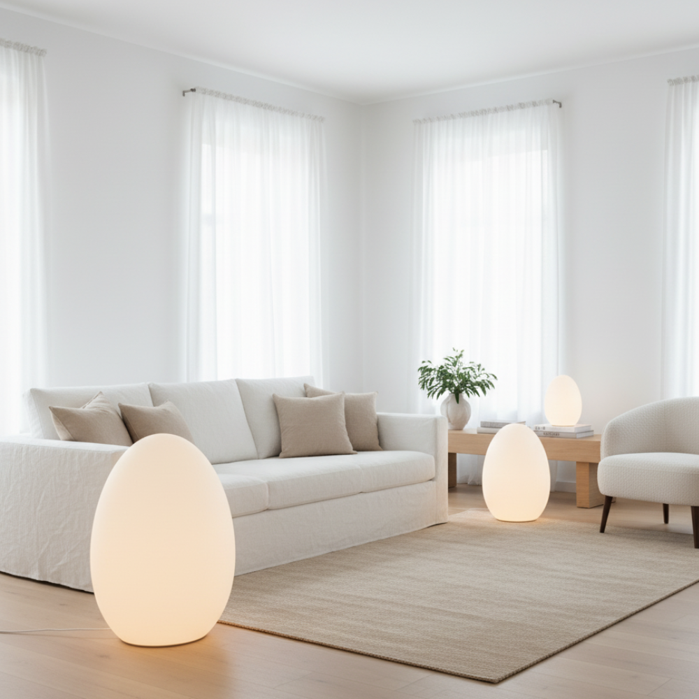 SolStone | Lampe de sol sculpturale œuf moderne minimaliste pour salon