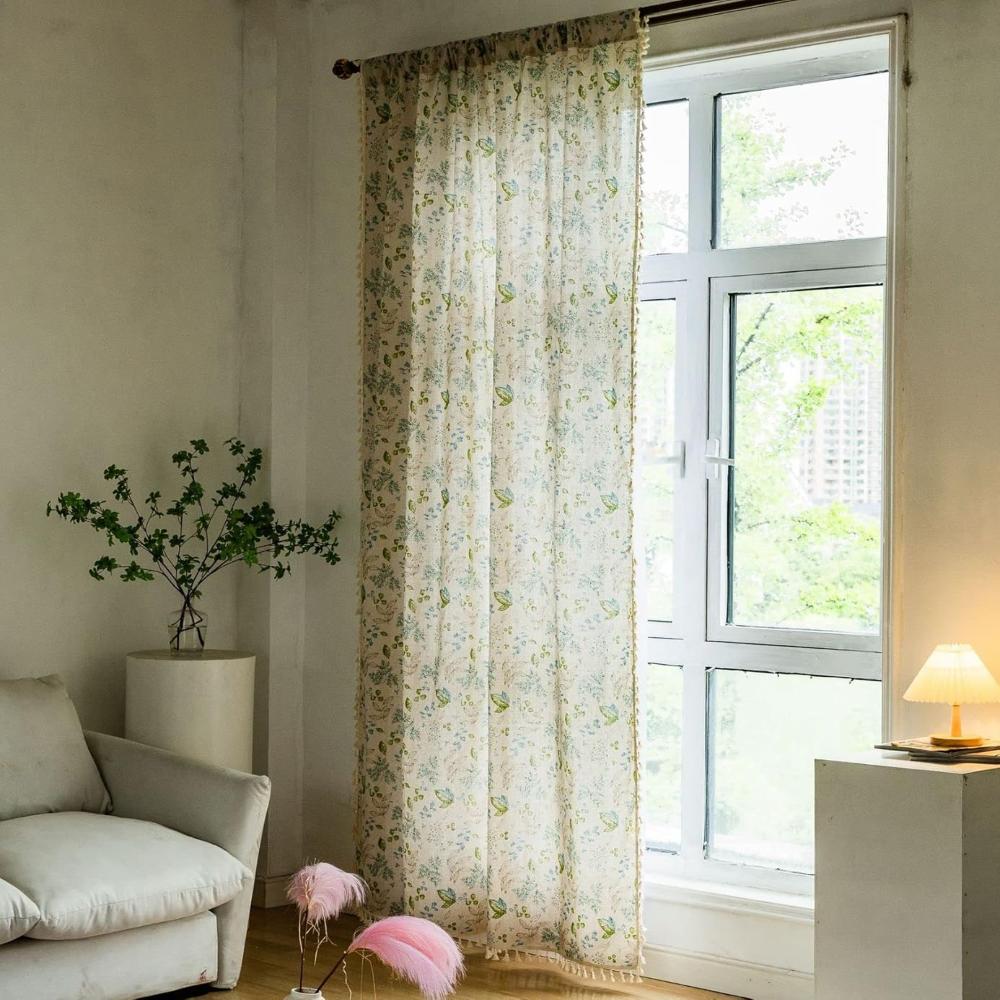 Rideaux en Voile de Fleurs Sauvages