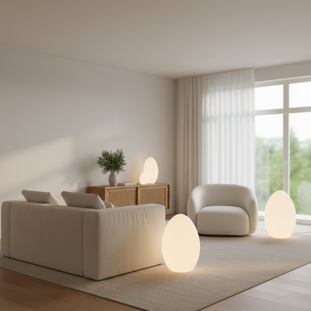 SolStone | Lampe de sol sculpturale œuf moderne minimaliste pour salon