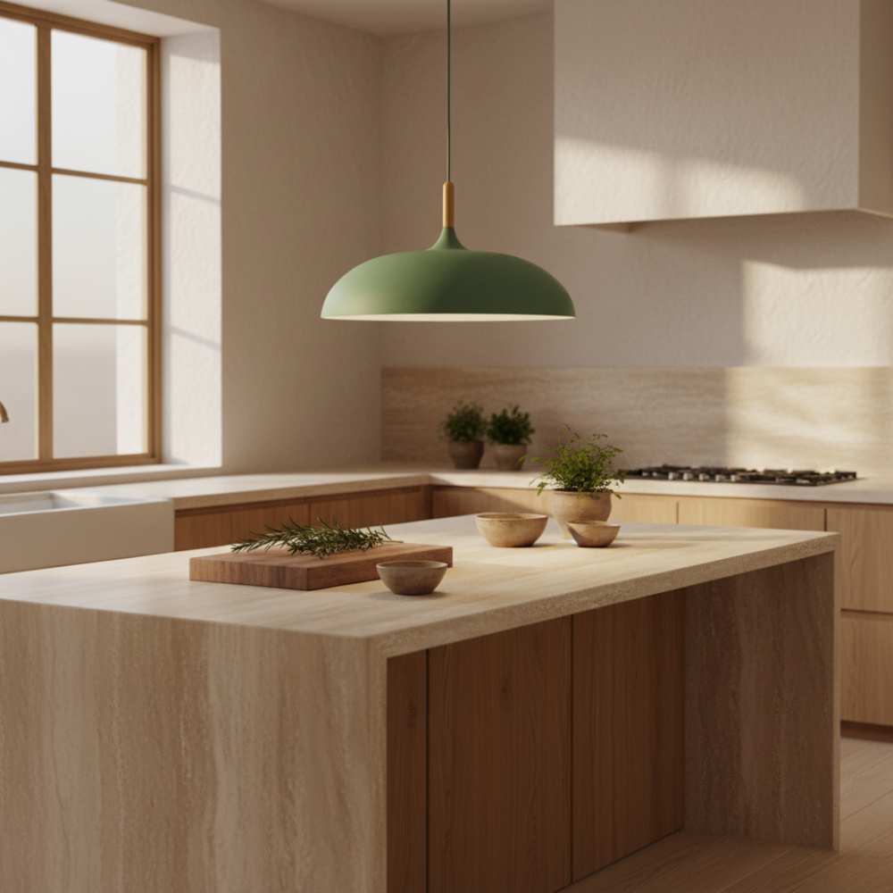 Lustre Haft - Éclairage de Cuisine Scandinave avec Bois et Fer