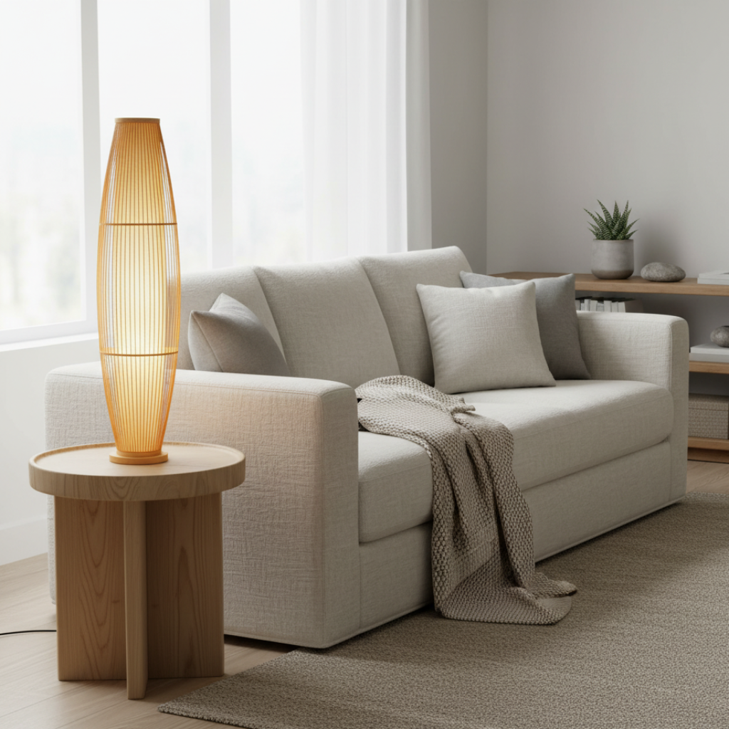 BambooGlow | Élégante lampe de table et de sol moderne éco-responsable pour le salon