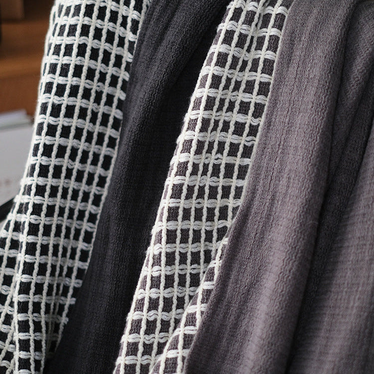 Couverture en tricot à motif en gros mailles, plaid décoratif