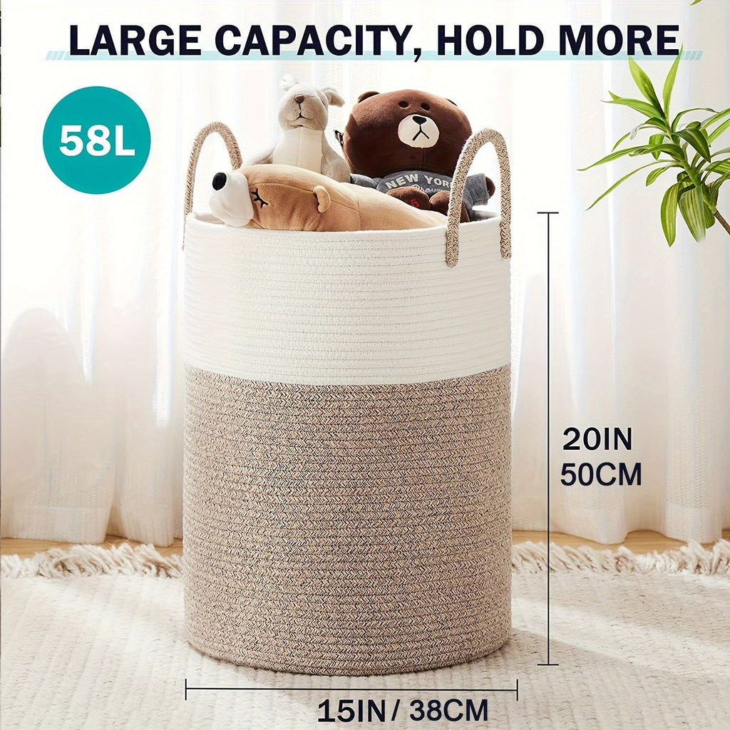 Panier à Linge Élégant Bicolore - Espace pour Plus, Pratique et Durable