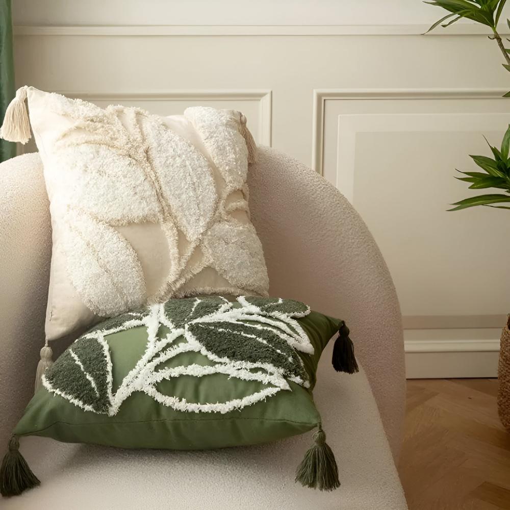Housse de Coussin en Velours avec Frange