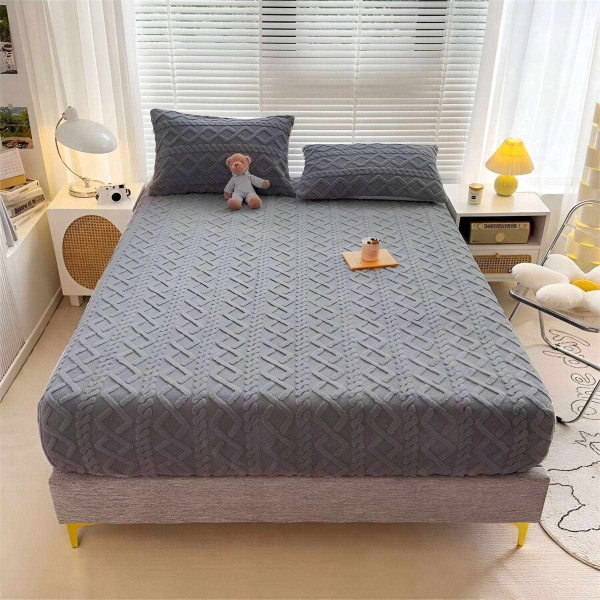 Ensemble de Draps en Velours Sherpa Premium