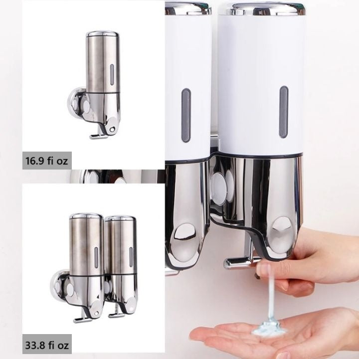 Distributeur de savon mural | Acier inoxydable & ABS | Design moderne | Gain de place & Rechargeable