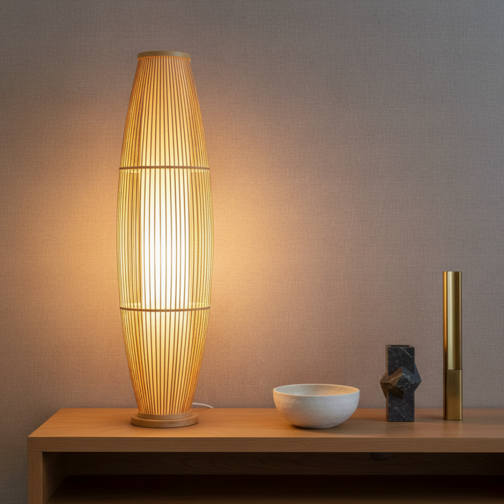 BambooGlow | Élégante lampe de table et de sol moderne éco-responsable pour le salon