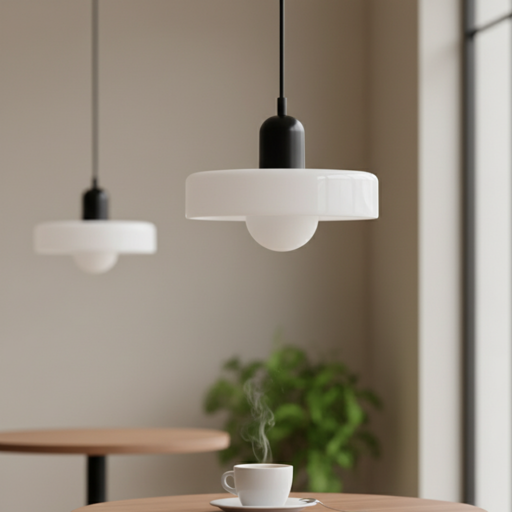 Luminaire en Verre Inspiré du Bauhaus – Éclairage Suspendu Moderne pour Cuisine