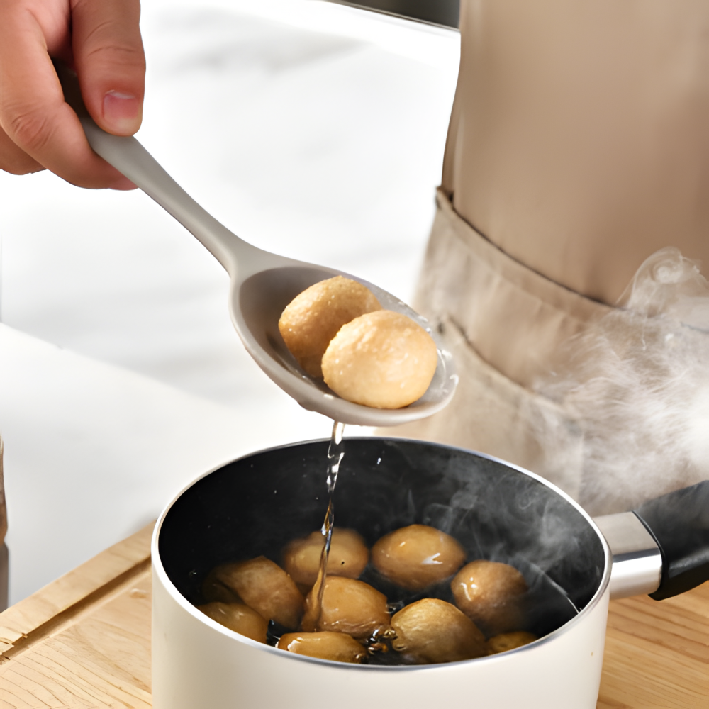 Ensemble d'ustensiles de cuisine en silicone de 15 pièces Khaki - Cuillères et spatules résistantes à la chaleur - Sûres pour les aliments et lavables au lave-vaisselle