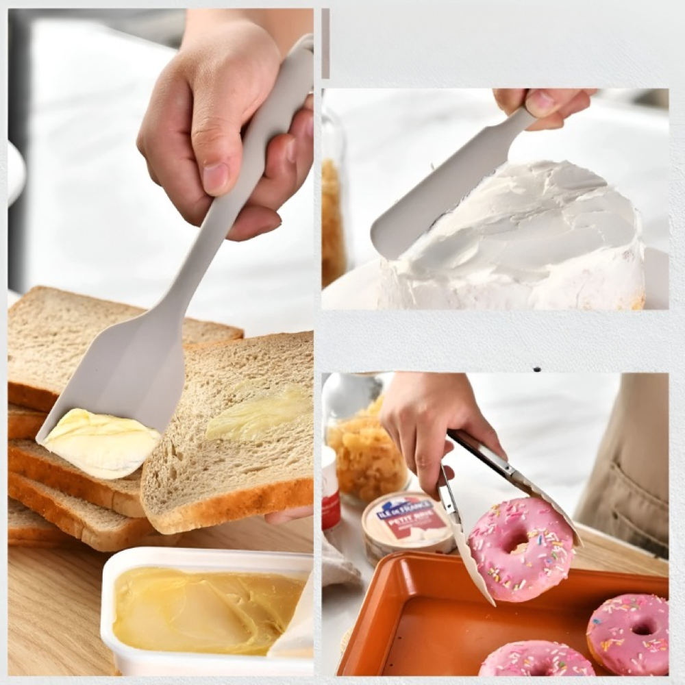 Ensemble d'ustensiles de cuisine en silicone de 15 pièces Khaki - Cuillères et spatules résistantes à la chaleur - Sûres pour les aliments et lavables au lave-vaisselle