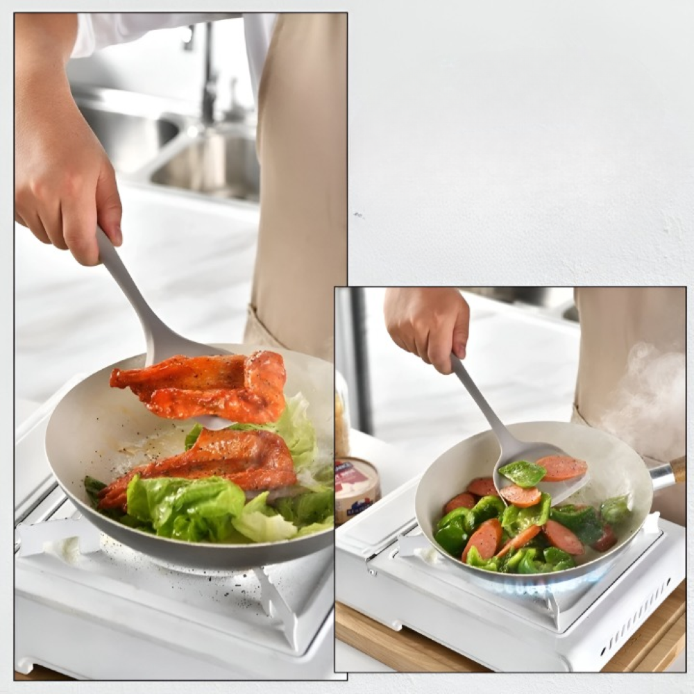 Ensemble d'ustensiles de cuisine en silicone de 15 pièces Khaki - Cuillères et spatules résistantes à la chaleur - Sûres pour les aliments et lavables au lave-vaisselle