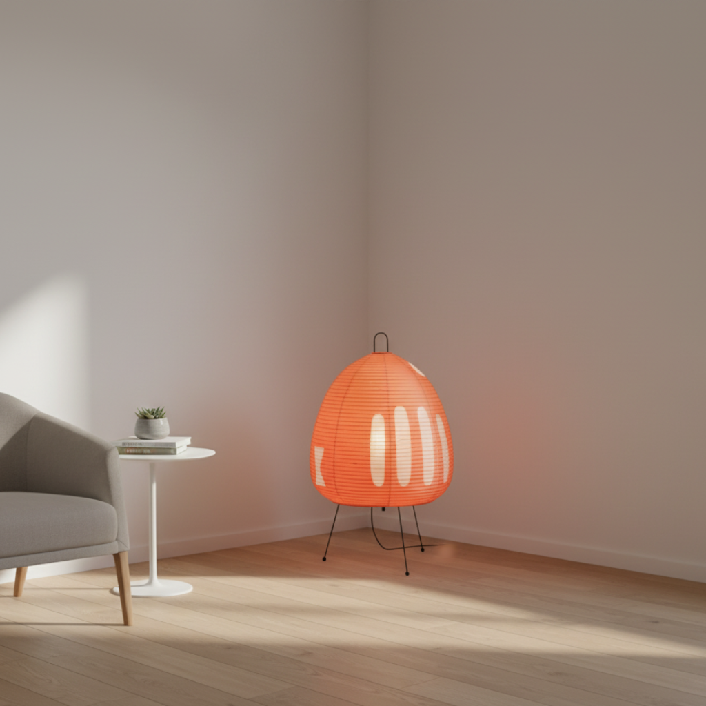 Yunari Haze - Lampe de sol et de table en papier de riz Wabi-Sabi pour une ambiance chaleureuse