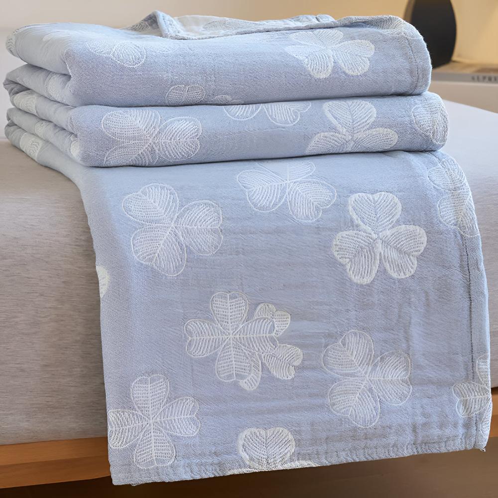 Couverture en Coton à Quatre Feuilles de Trèfle