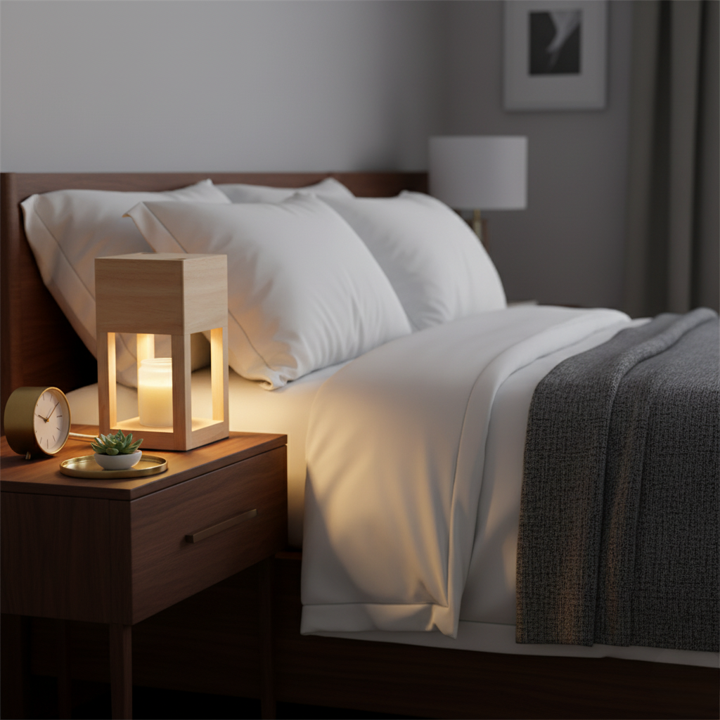 Lampe Réchauffe-Bougie en Bois Scandinave - Lumière Ambiante à Double Usage
