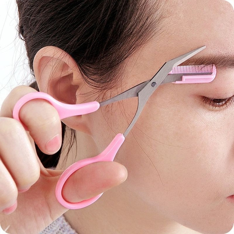 SHARPMATE - Ciseaux à sourcils en acier inoxydable avec mini peigne tondeuse