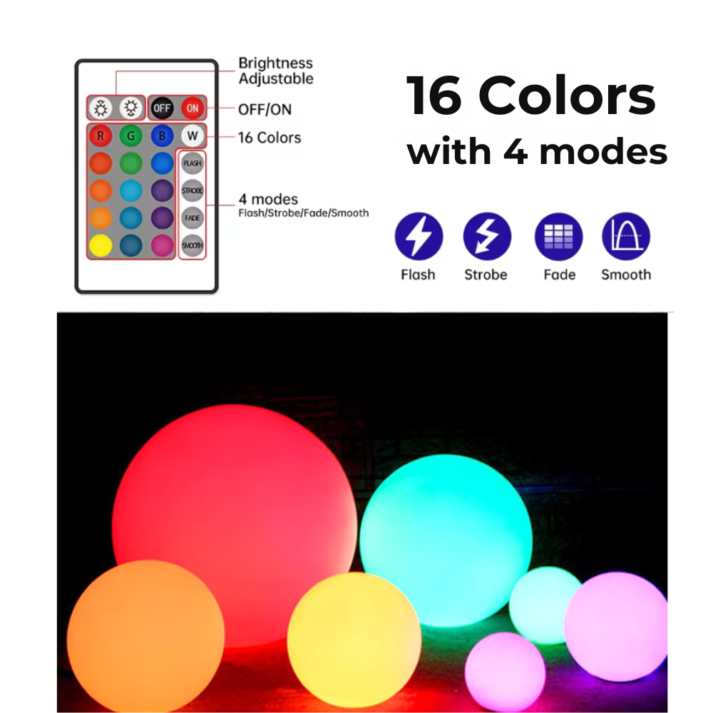 SphereGlow | Lampe à Boule Moderne Écologique et Stylée avec 16 Options de Couleurs