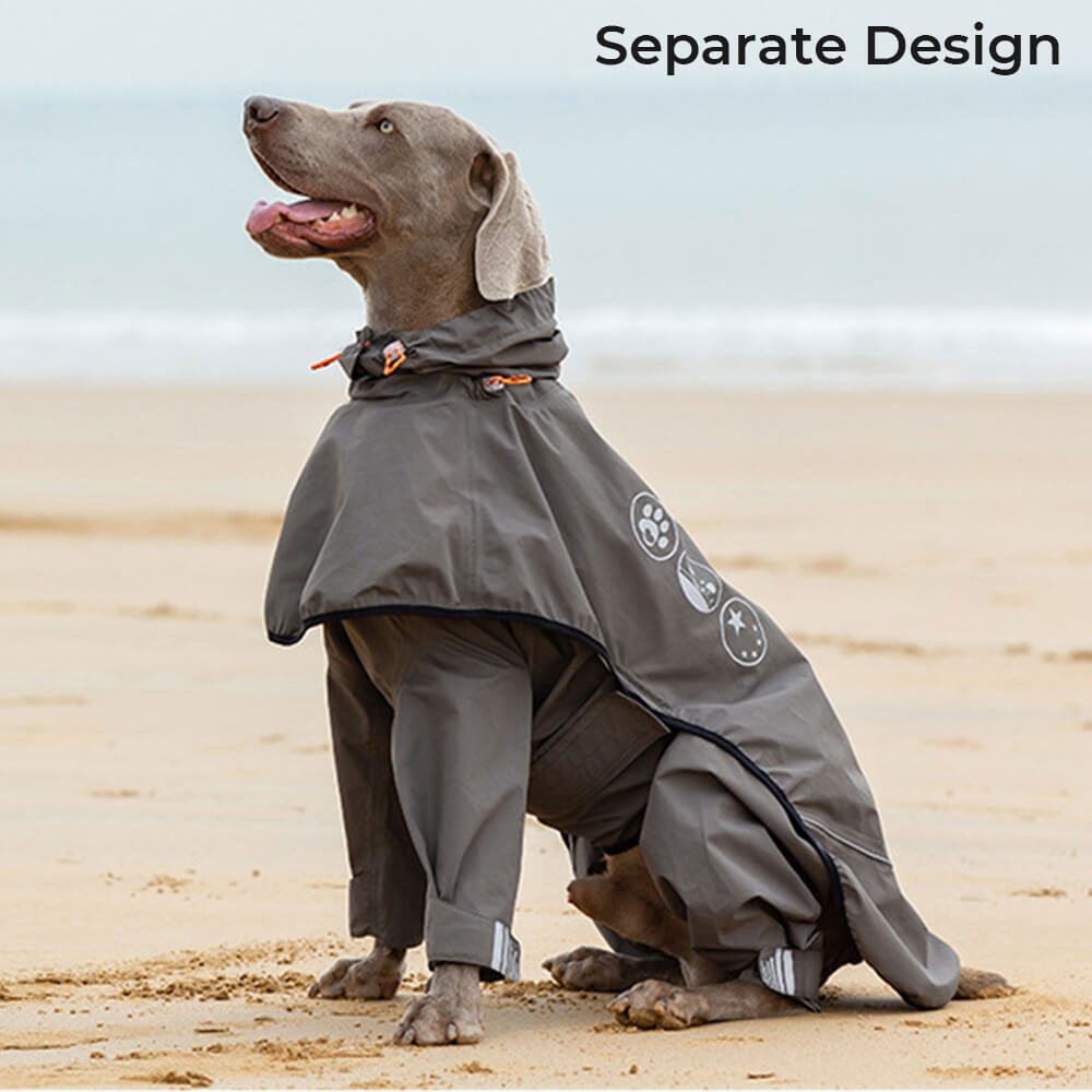 Manteau de pluie pour chien imperméable à quatre pattes avec capuche réfléchissante