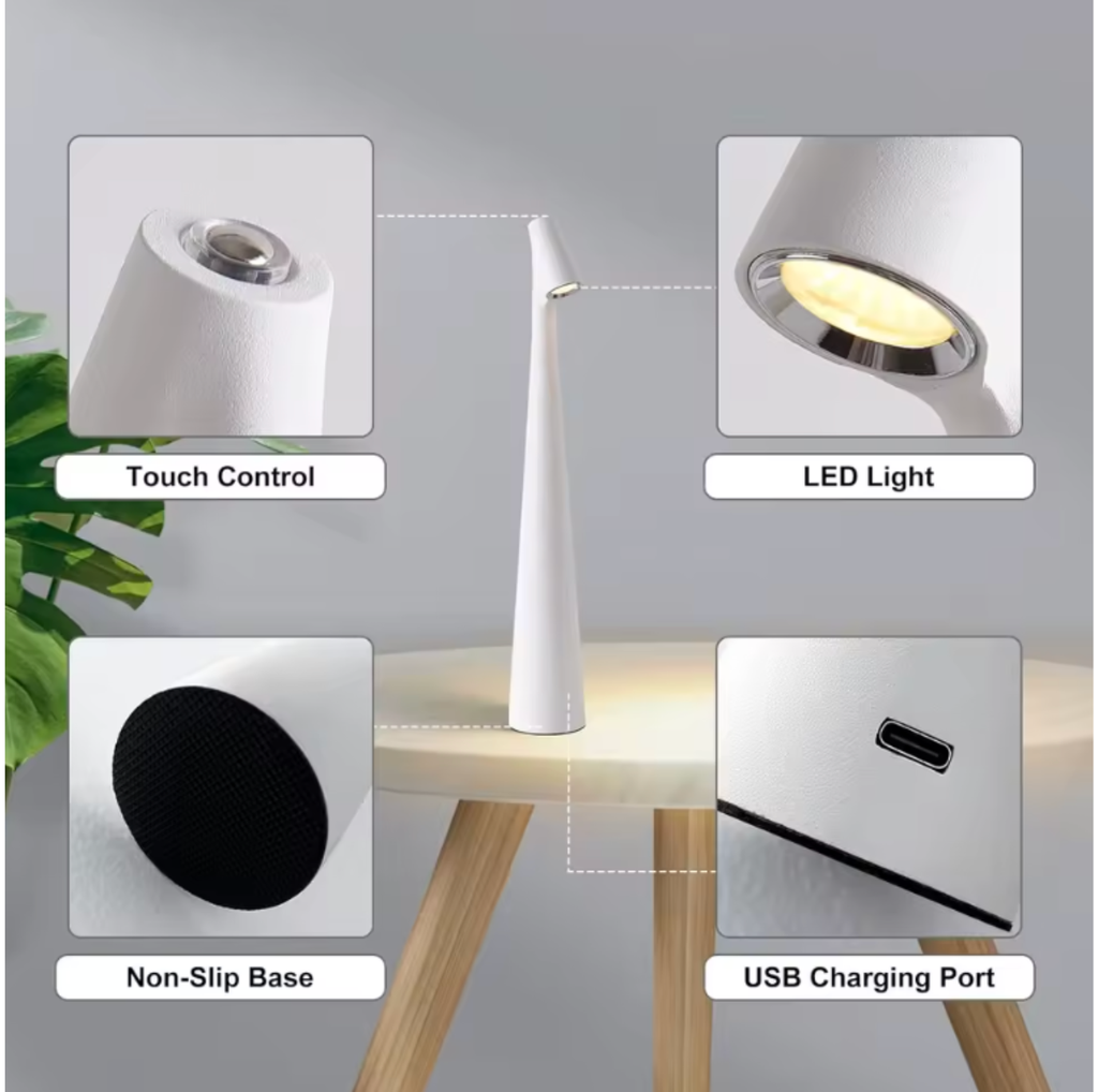 Lampe de Table LED Sans Fil avec Fonction de Dimmage Tactile