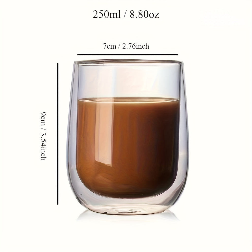 Ensemble de 4 Verres Double Paroi – Verre de 350ml pour Boissons Chaudes et Froides