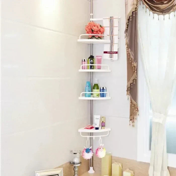 Étagère d'angle de salle de bain | Organisateur de douche réglable en acier inoxydable | 4 niveaux | Résistant à la rouille & sans outil