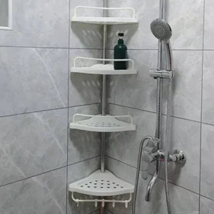 Étagère d'angle de salle de bain | Organisateur de douche réglable en acier inoxydable | 4 niveaux | Résistant à la rouille & sans outil
