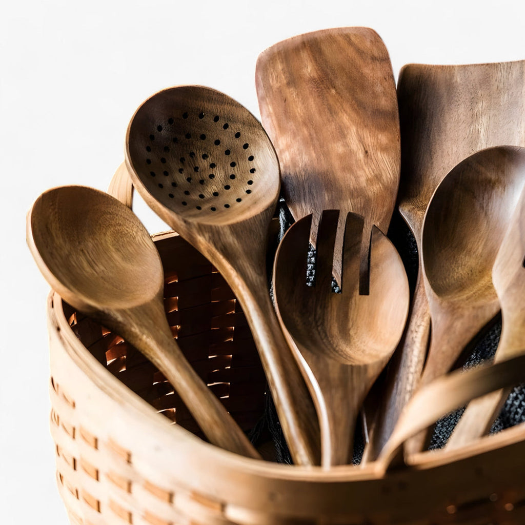 Batterie de cuisine en bois résistante à la chaleur