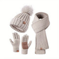 Ensemble d'Hiver 3-en-1 Lieke – Bonnet Tricoté Chaud, Écharpe et Gants