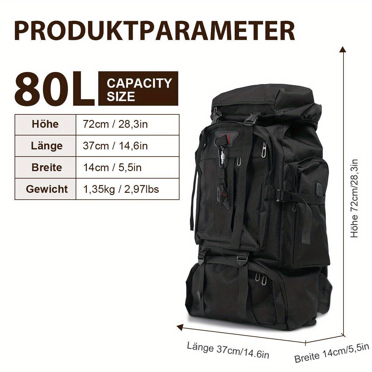 Explorer 80L Sac à Dos de Randonnée – Robuste et Polyvalent
