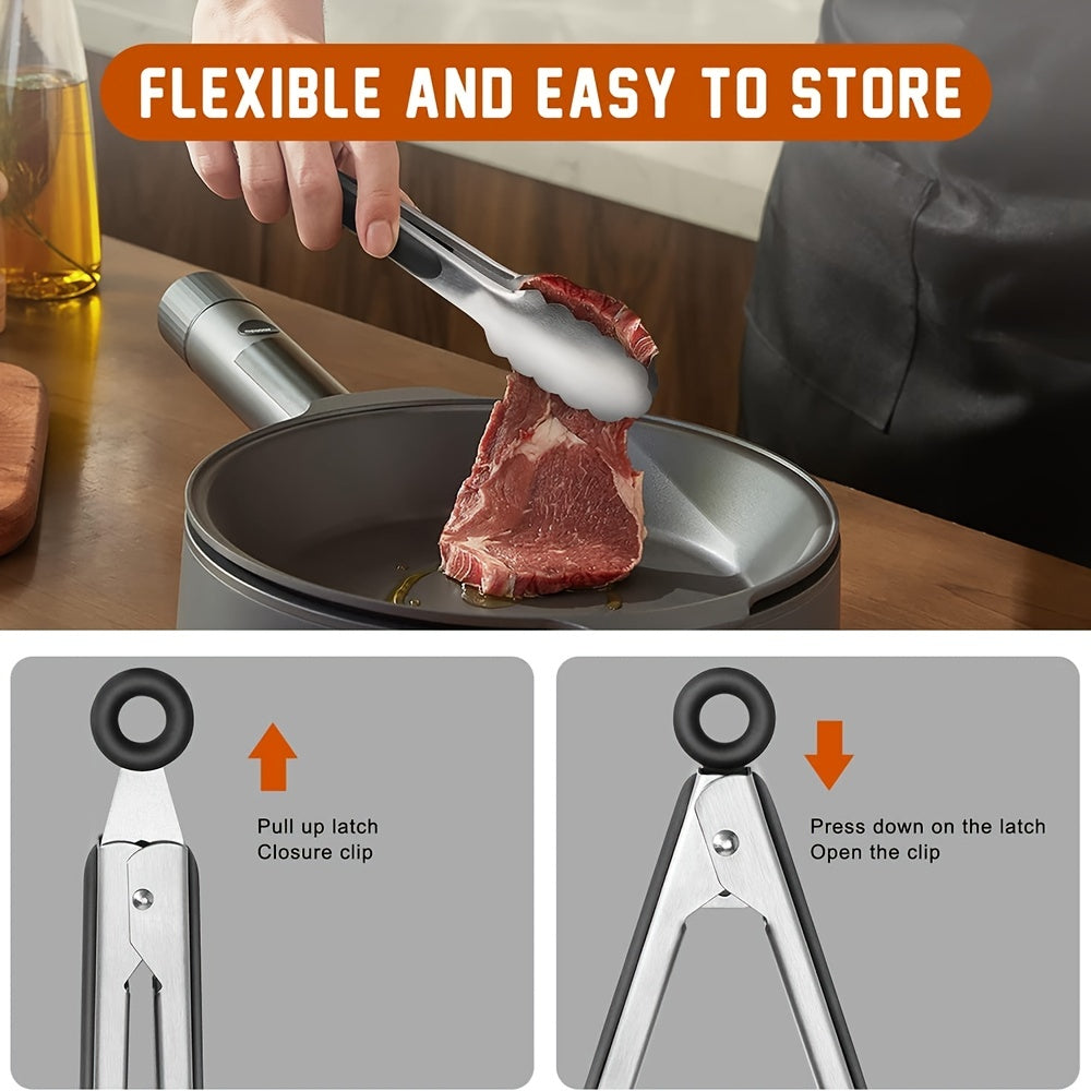 LOCKTONG – Pinces de Cuisine en Acier Inoxydable avec Poignée en Silicone et Fonction de Verrouillage