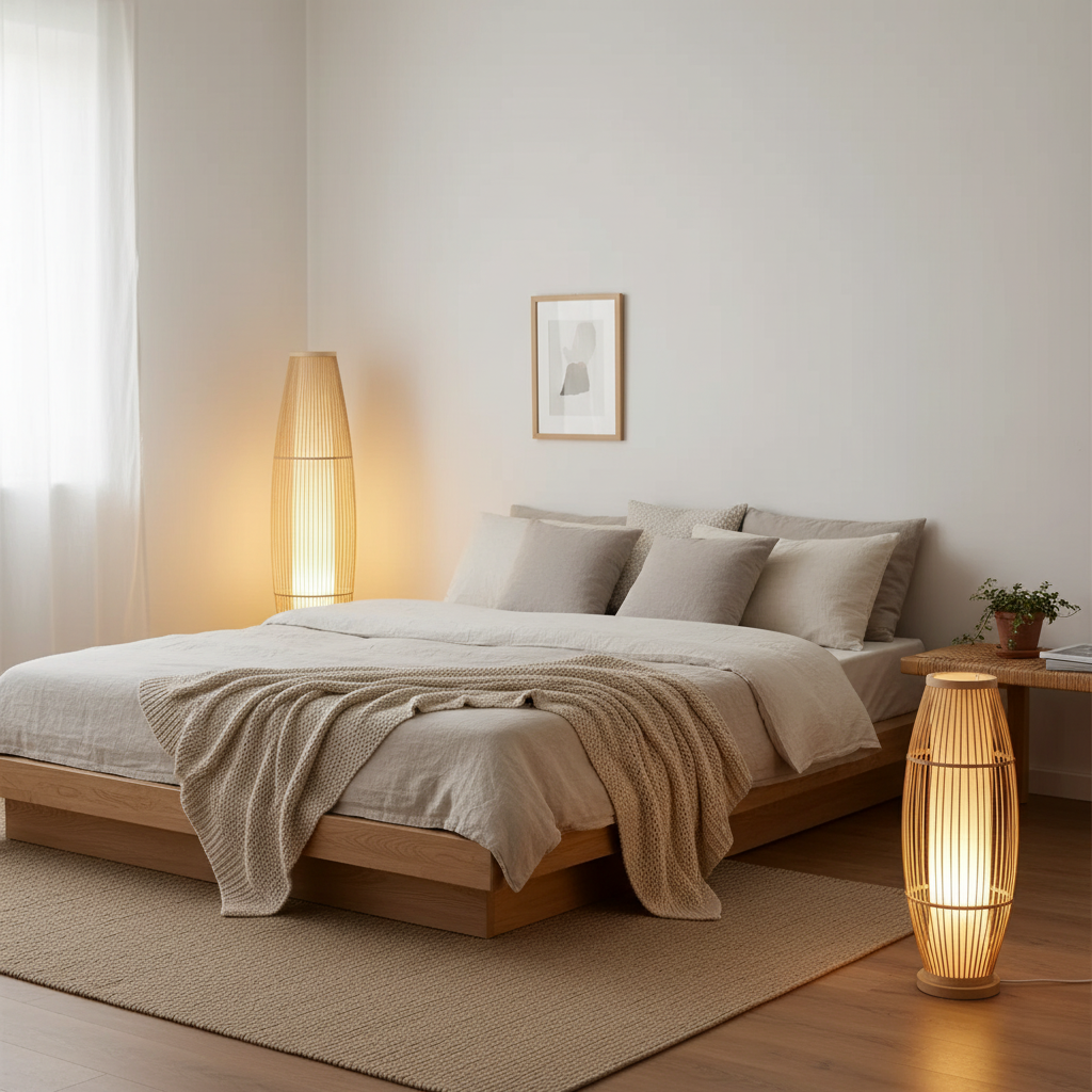 BambooGlow | Élégante lampe de table et de sol moderne éco-responsable pour le salon