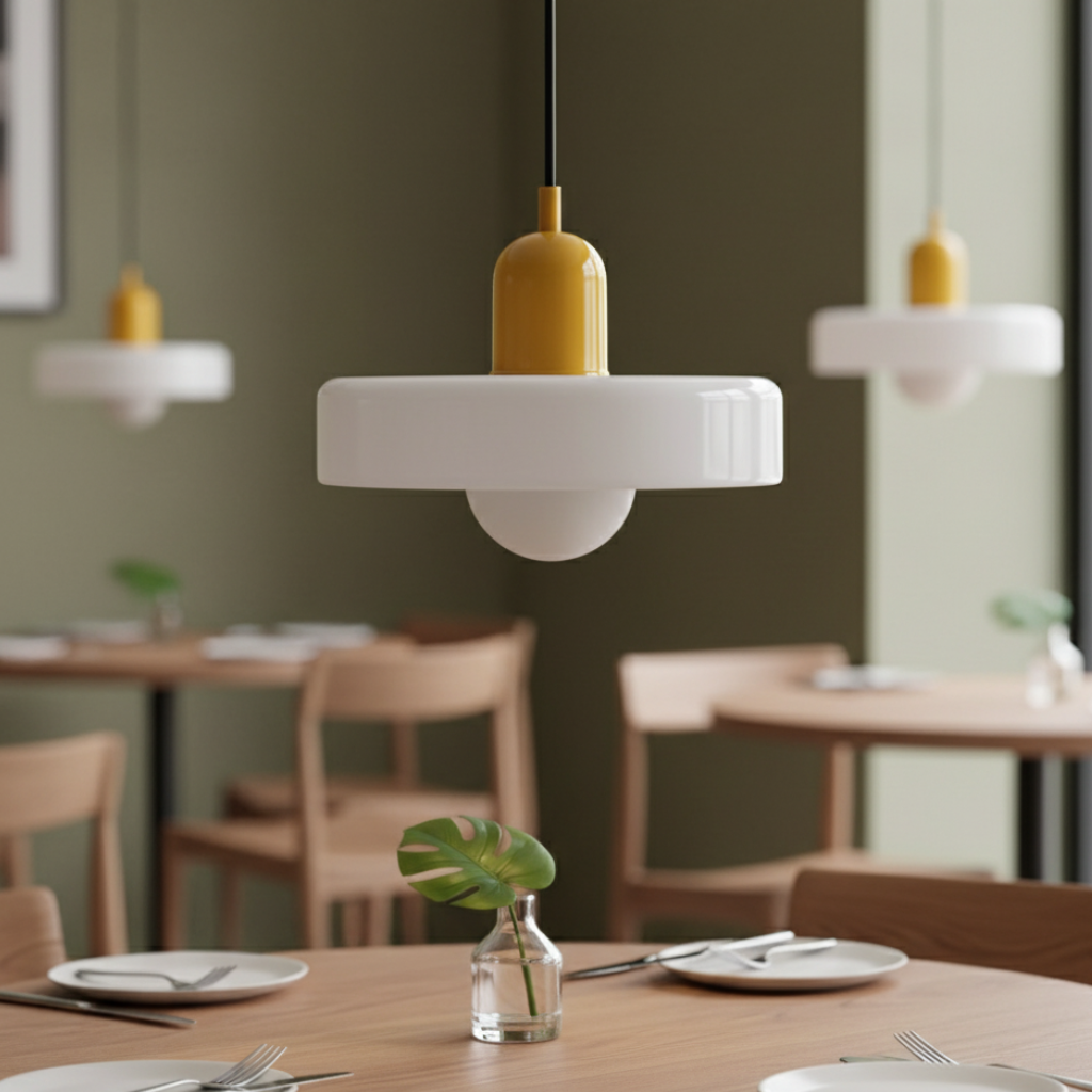 Luminaire en Verre Inspiré du Bauhaus – Éclairage Suspendu Moderne pour Cuisine