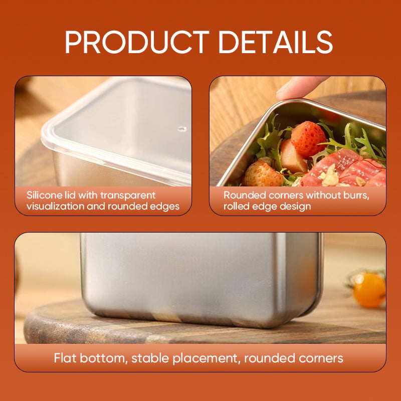 Skanto | Boîte de Rangement Alimentaire en Acier Inoxydable avec Couvercle, Boîte à Lunch, Boîte de Rangement pour Snacks